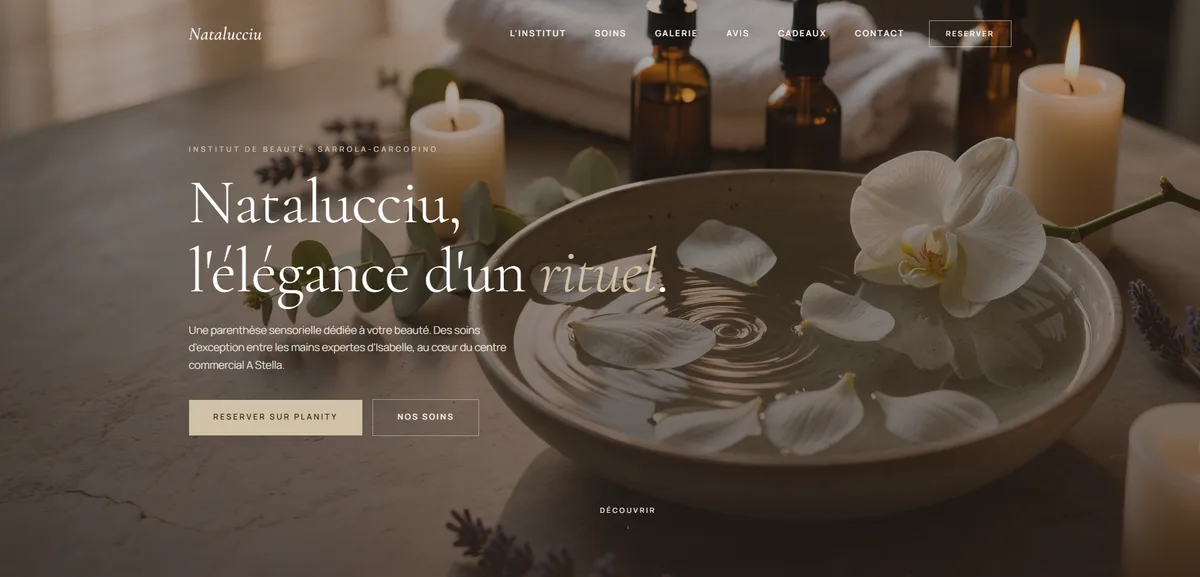 Site vitrine de l'institut de beauté Natalucciu, réalisé par Sampiero Studio